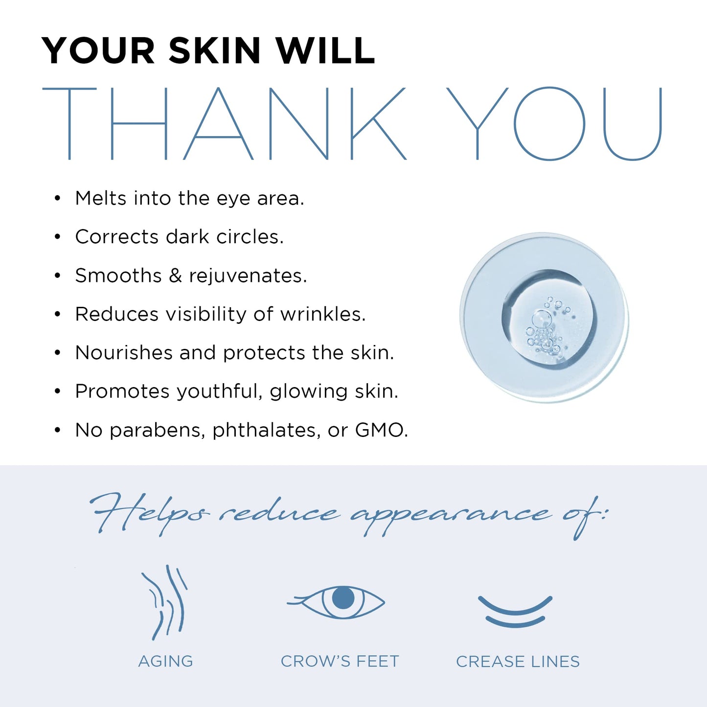 AZURE Hyaluronic & Collagen Anti Aging Eye Serum - Moisturizing, Replenishing & De-Puffing | Reduces Wrinkles, Fine Lines & Under Eye Bags | Locks In Beauty & Personal Care Azure Cosmetics