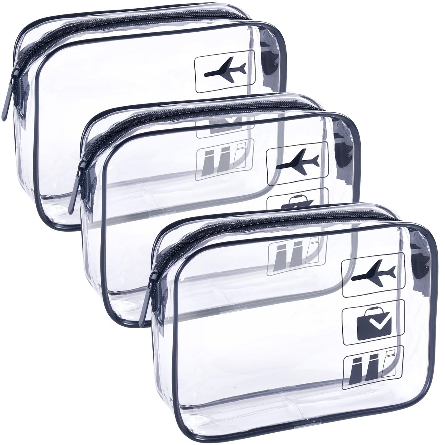 TREALDATE TSA Approved Toiletry Bag 3Pcs - 3 Pack Clear Travel Bags for Toiletries, Carry on Airport Airline Compliant Bag,Makeup Bags Clear Toiletry Beauty and Personal Care TREALDATE