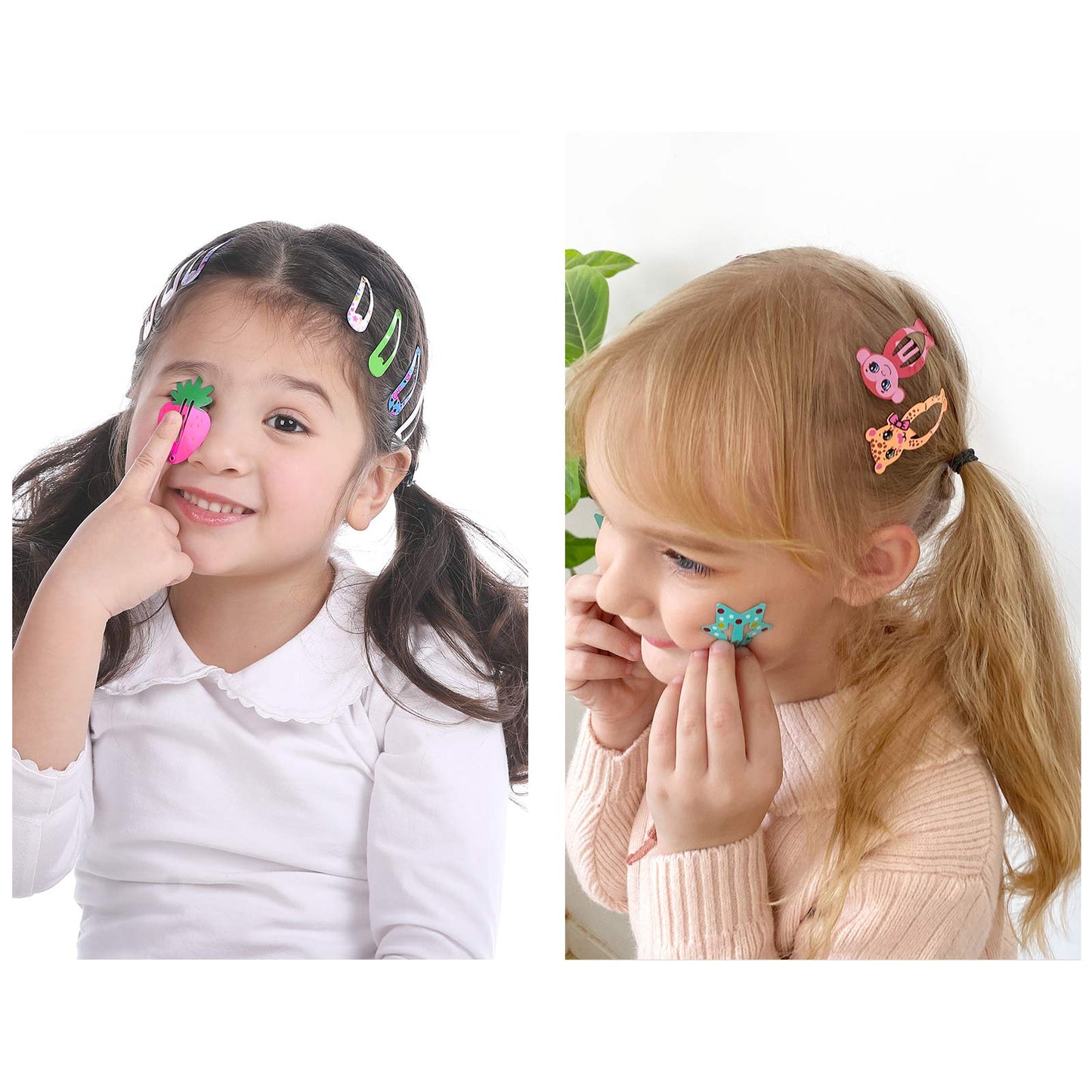Funtopia Hair Clips for Girls,100 Pcs No Slip Metal Snap, Barrettes for Kids Teens Women, Cute Candy Color Cartoon Design Hair Pins (Animals Fruits Beauty and Personal Care Funtopia
