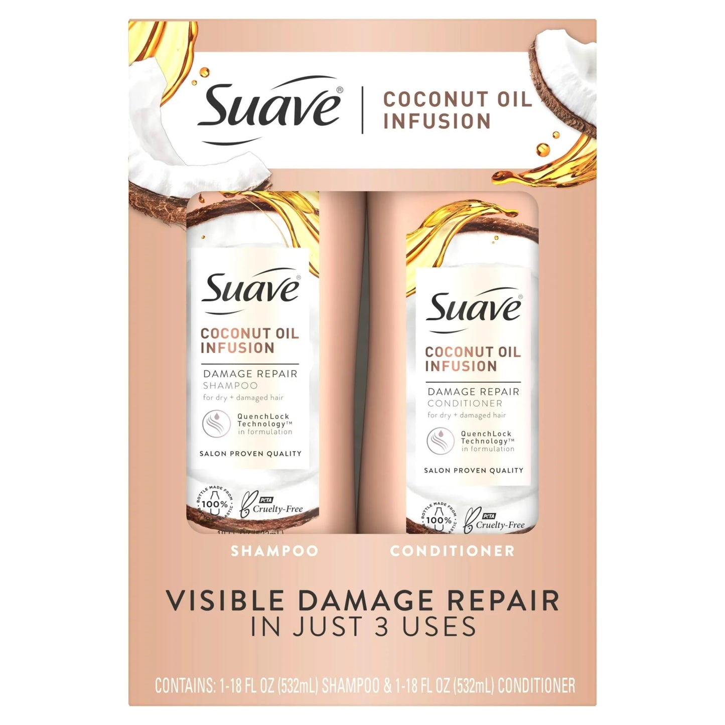 Suave Coconut Oil Infusion Damage Repair | Shampoo 1-18oz and Conditioner 1-18oz Beauty & Personal Care Suave