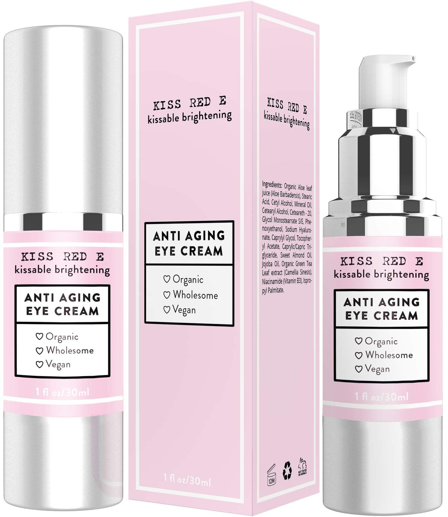 Anti Aging Eye Cream for Dark Circles, Eye Bags, Fine Lines, Puffiness. Best Anti Aging Eye Cream Moisturizer for Wrinkles, Crows feet, Puffy Eyes Beauty & Personal Care Kiss Red E