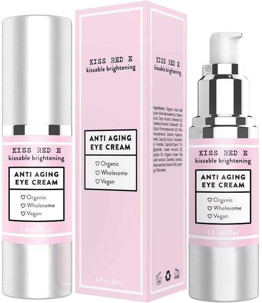 Anti Aging Eye Cream for Dark Circles, Eye Bags, Fine Lines, Puffiness. Best Anti Aging Eye Cream Moisturizer for Wrinkles, Crows feet, Puffy Eyes Beauty & Personal Care Kiss Red E