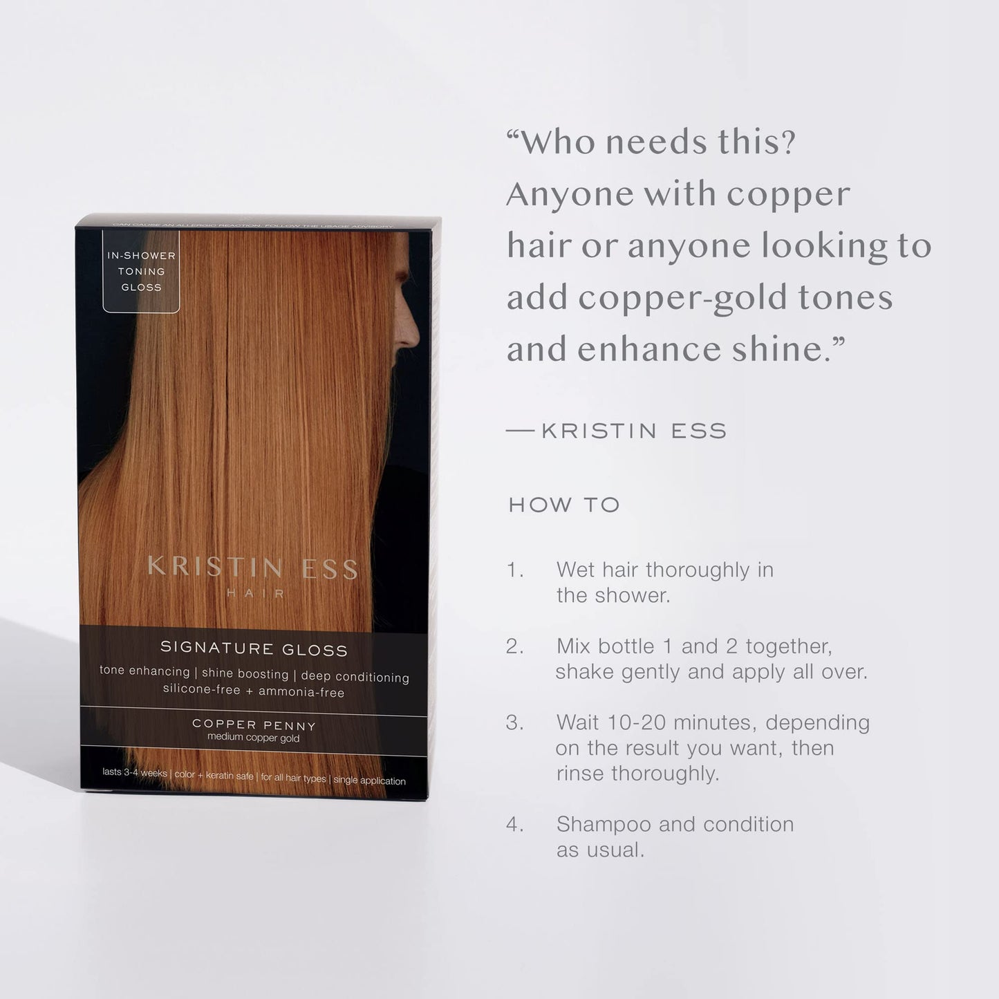 Kristin Ess The One Signature Hair Gloss - Copper Penny: Medium Copper Gold (Pack of 2) Beauty & Personal Care Kristin Ess