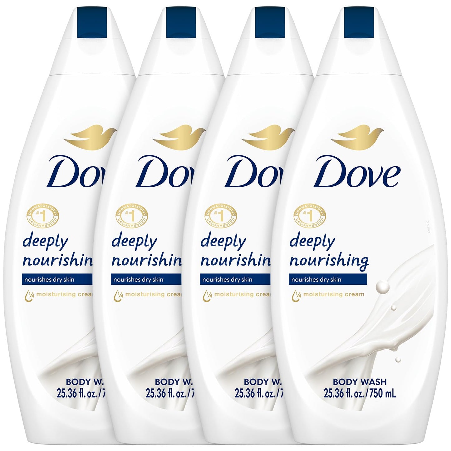 Dove Body Wash 4-Pack - Deeply Nourishing for Softer, Smoother Skin, 25.4 Oz Ea Beauty & Personal Care Dove