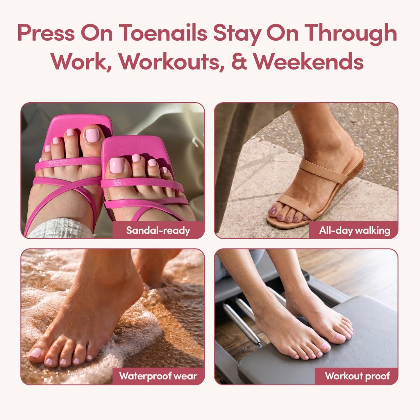 Glamnetic Press On Toenails - Natural Fake Nails | Cherry Red Chrome Press On Toenails, Salon Quality Press On Nails Kit with Glue | Cherry Glaze - 32 Beauty and Personal Care Glamnetic