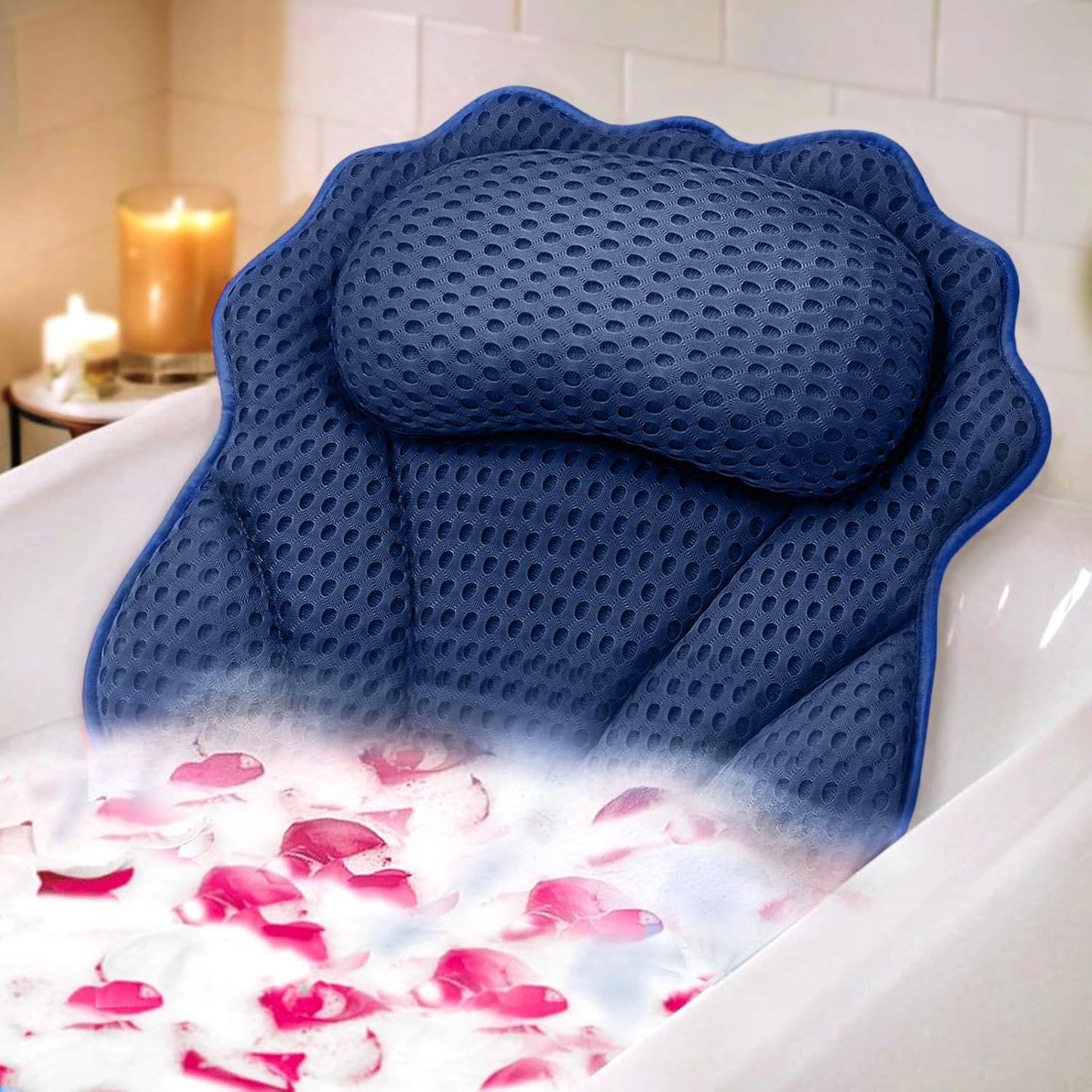 Bath Pillow RUVINCE Ergonomic Luxury Bathtub Pillow with Head,Neck, Shoulder and Back Support, 4D Bath Pillows for tub with 6 Powerful Suction Cups Beauty and Personal Care RUVINCE