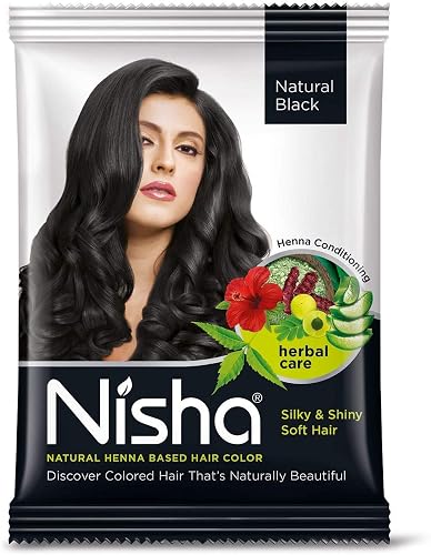Nisha Henna Based Color Dye For Hair (0.3 Ounce (Pack of 6), Natural Black) Beauty & Personal Care Nisha