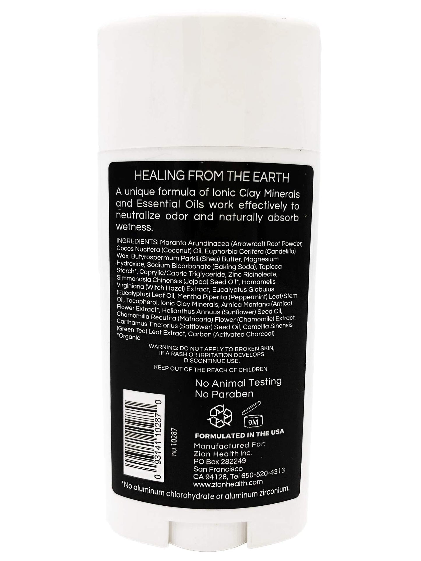 ClayDry Bold Charcoal Mint Deodorant Zion Health 2.8 oz Stick Beauty and Personal Care Zion Health