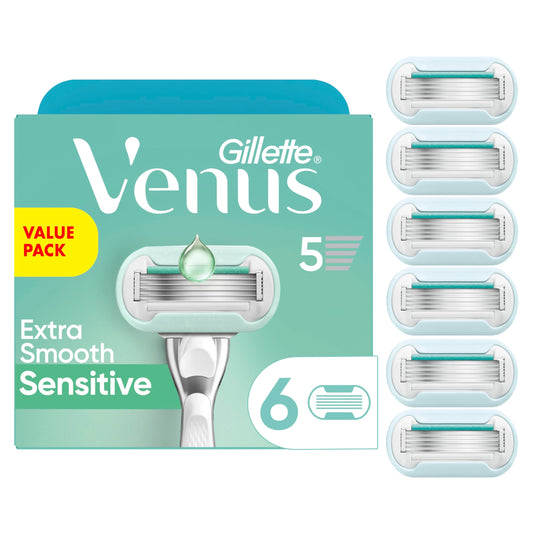 Gillette Venus Extra Smooth Sensitive Womens Razor Blade Refills, 6 Count, Designed for Women with Sensitive Skin Beauty and Personal Care Gillette Venus Default Title