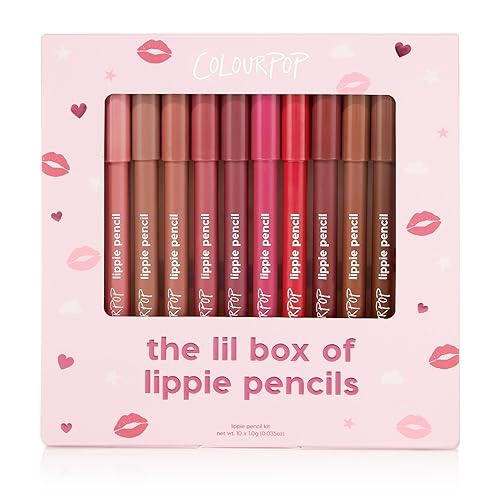 ColourPop Lil Box of Lippie Pencils Makeup Kit - 10-Piece Vegan Lip Liner Set with Creamy, Long-Wearing Formula - Includes New Shades to Deliver Bold Beauty & Personal Care ColourPop
