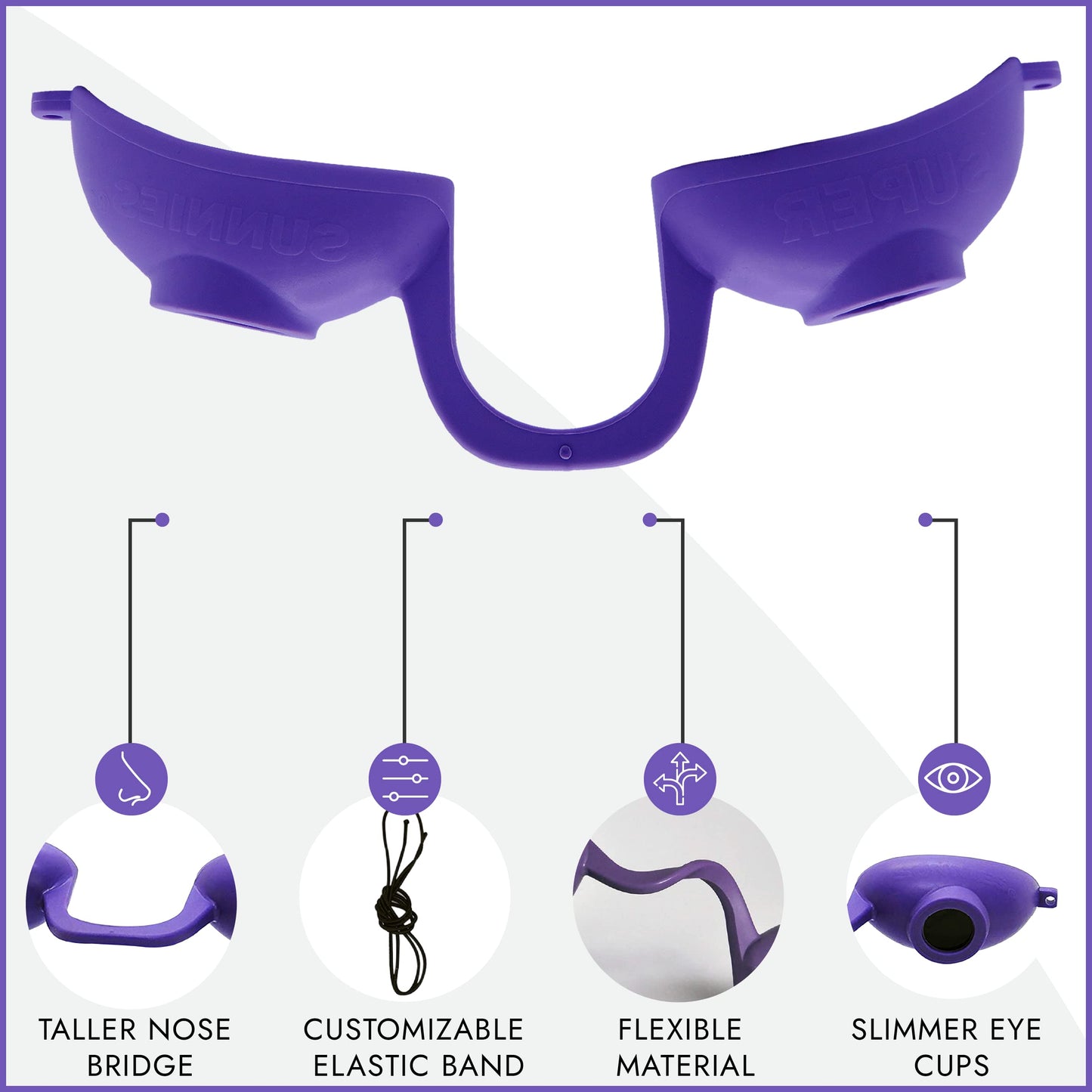 Super Sunnies Flex UV Eye Protection, FDA Compliant Tanning Bed Goggles, Red Light Therapy Glasses - Purple Beauty & Personal Care Super Sunnies