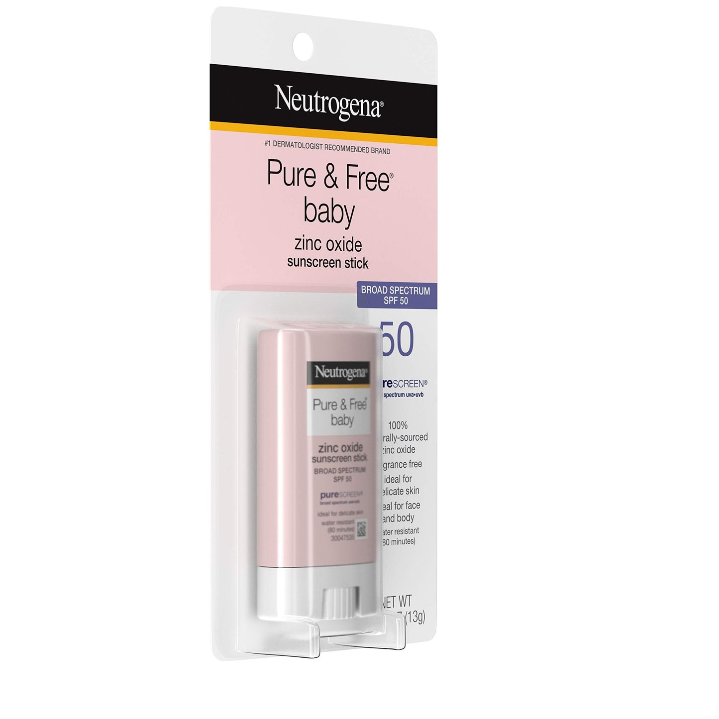 Neutrogena Pure & Free Baby Mineral Sunscreen Stick with Broad Spectrum SPF 50 & Zinc Oxide, Water-Resistant, Hypoallergenic, Paraben-, Dye- Beauty & Personal Care Neutrogena