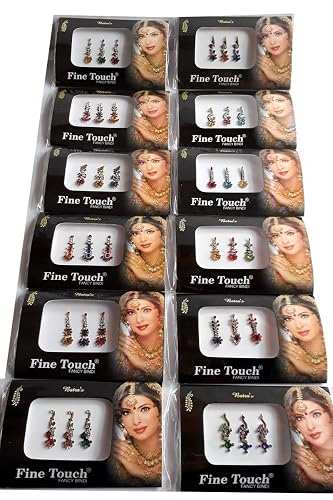 Indian Women Long Design Stylish Fashion Multi Color Border Fashionable Fancy Bindi Pack of 36 Sheets Beauty & Personal Care Hare Krishna Indian Store