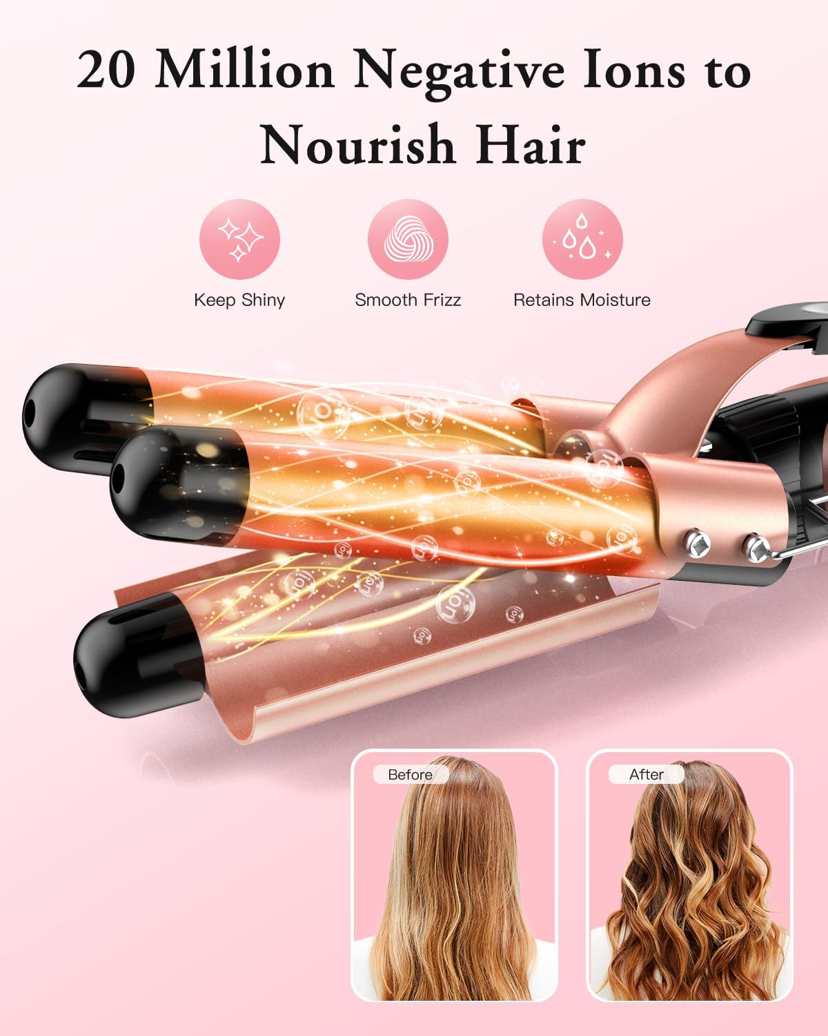Waver Curling Iron Wand, BESTOPE PRO 5 in 1 Curling Wand Set with 3 Barrel Hair Crimper for Women, Fast Heating Hair Wand Curler in All Hair Type Beauty & Personal Care BESTOPE PRO
