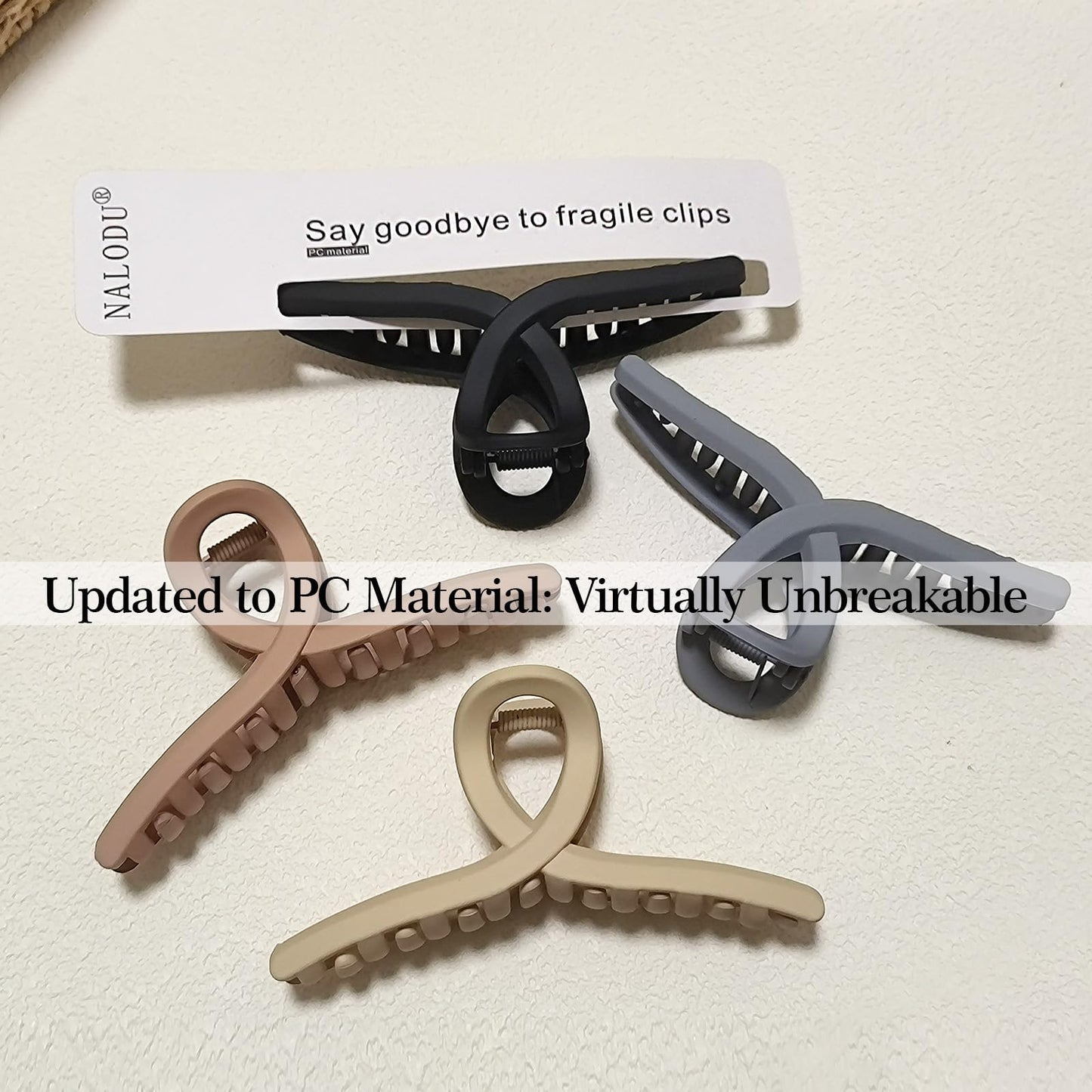 Nalodu 4.3 Inch Hair Claw Clips Large No Slip Big Matte Jaw Butterfly Clip for Thin Fine Thick Hair Women, 4 Pack Beauty & Personal Care Nalodu