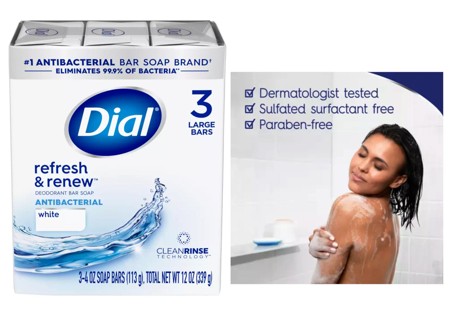 Dial White Antibacterial Bar Soap, 4-Ounce Bars, 3-Count (Pack of 4) Beauty & Personal Care Dial