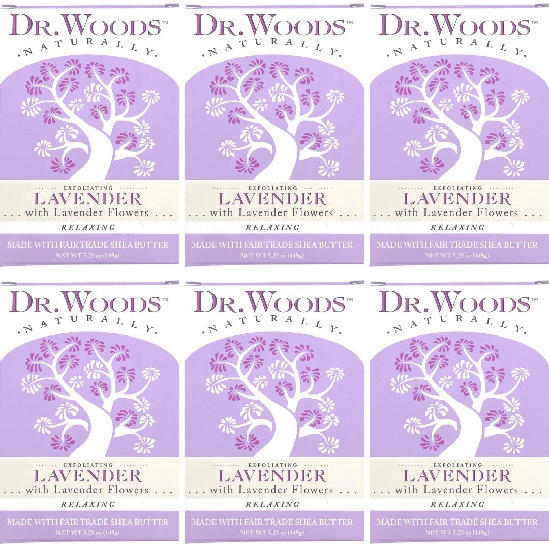 Dr. Woods Exfoliating Lavender Bar Soap with Organic Shea Butter, 5.25 oz (Pack of 6) Beauty & Personal Care Dr. Woods