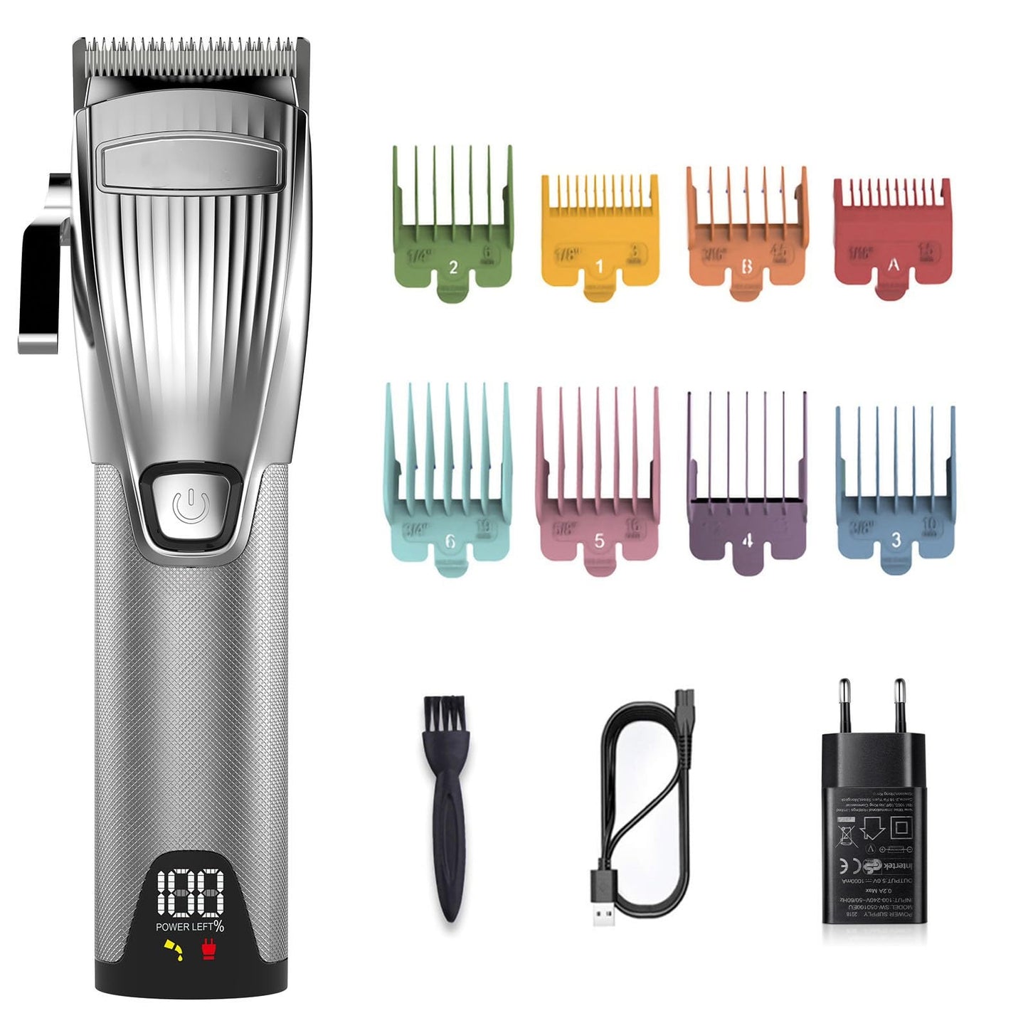 QDKVTNDJZ Hair Clippers for Men, Silver Professional Mens Electric Beard Trimmer Metal Grooming Kit Adjustable Machine Beauty and Personal Care QDKVTNDJZ