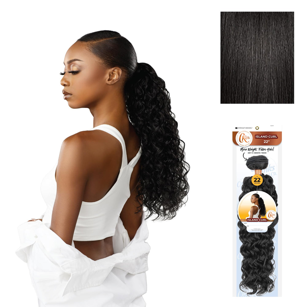 Sensationnel CKCO Synthetic Bundle-Island Curl,22 inch, 1B OFFBLACK