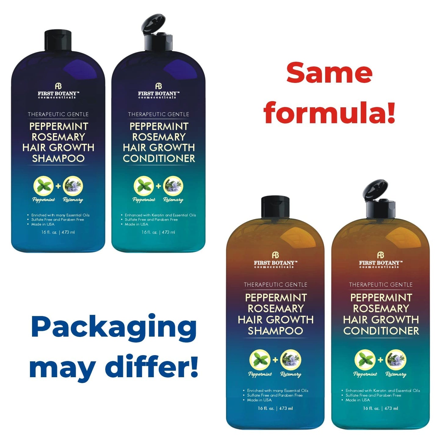 First Botany, Peppermint Rosemary Hair Regrowth and Anti Hair Loss Shampoo and Conditioner Set - Daily Hydrating, Detoxifying, Volumizing Shampoo Beauty & Personal Care First Botany