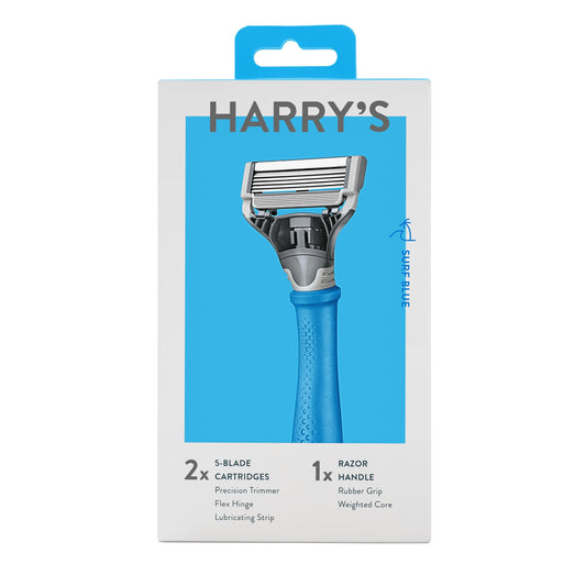 Harry's Original Razors for Men - Two 5-Blade Cartridges and 1 Razor Handle - German Engineered - Surf Blue Edition Beauty and Personal Care Harry's