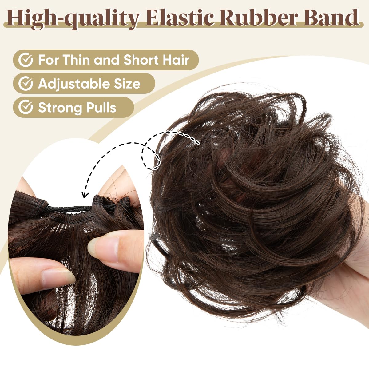 CJL HAIR 2PCs Small Cute Messy Bun Hair Piece for Thin Hair Women Mini Synthetic Curly Bun Scrunchies Updo Hairpieces Dirty Blonde Beauty and Personal Care CJL HAIR
