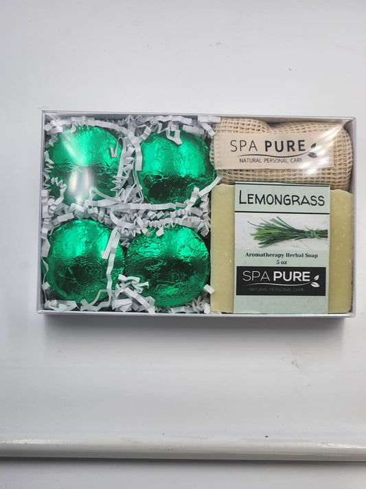 Spa Pure Aromatherapy Gift Set: Lemongrass Artisan soap, 4 Shower Steamers, made with plant based ingredients, essential oils, all natural Beauty and Personal Care Spa Pure