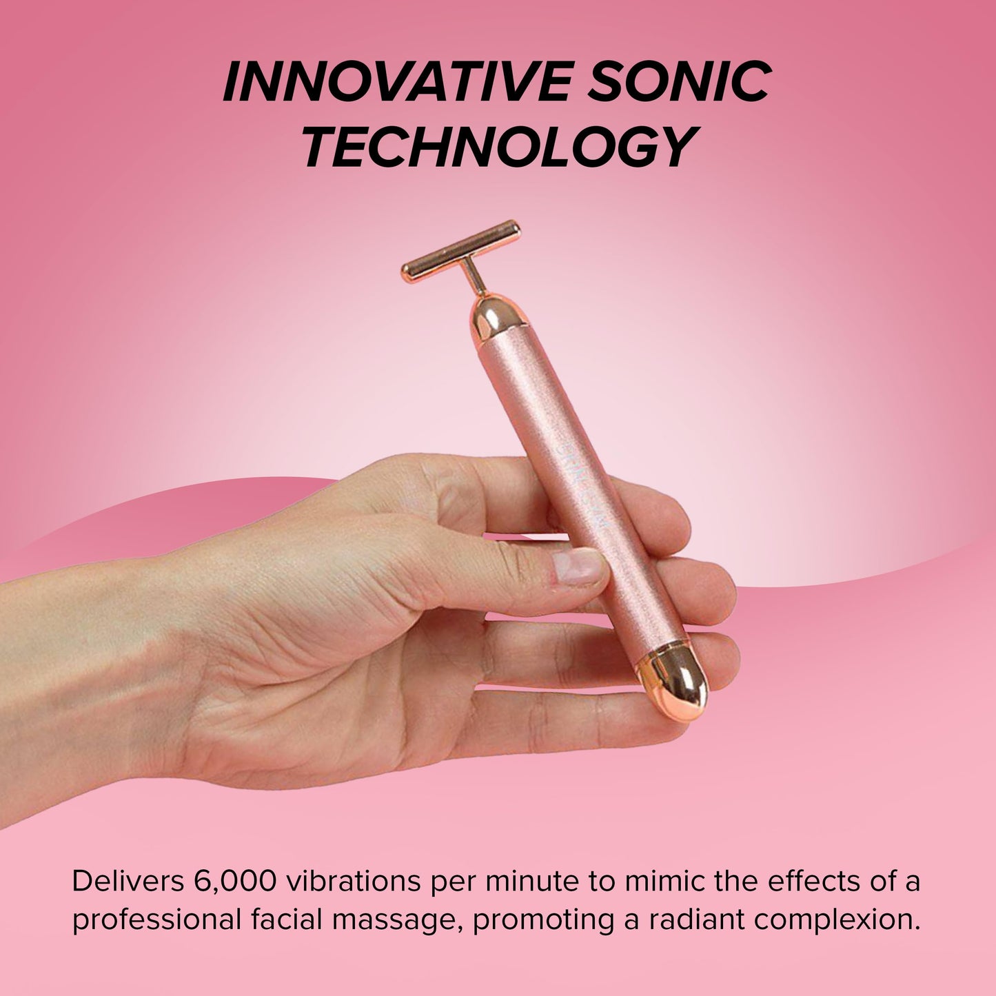 SKIN GYM Beauty Lifter Vibrating T-Bar Gold, Sonic Facial Massage Tool for Sculpting and Circulation Beauty & Personal Care SKIN GYM