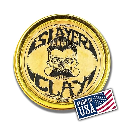 Hair Clay For Men - Slayer Clay Organic Medium Hold 2 Ounce Tin - Like Pomade Cream Or Gel - Shine Free & Non Greasy - Anti Dandruff & Easy To Use Beauty & Personal Care Vintage Grooming Co