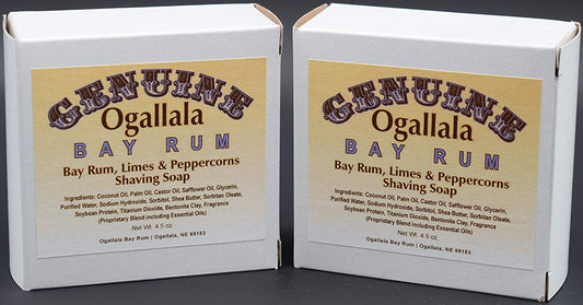 Two (2) of Genuine Ogallala Bay Rum, Bay Rum-Limes & Peppercorns Shaving Soap - Each Puck 4.5 oz Beauty and Personal Care Ogallala Bay Rum