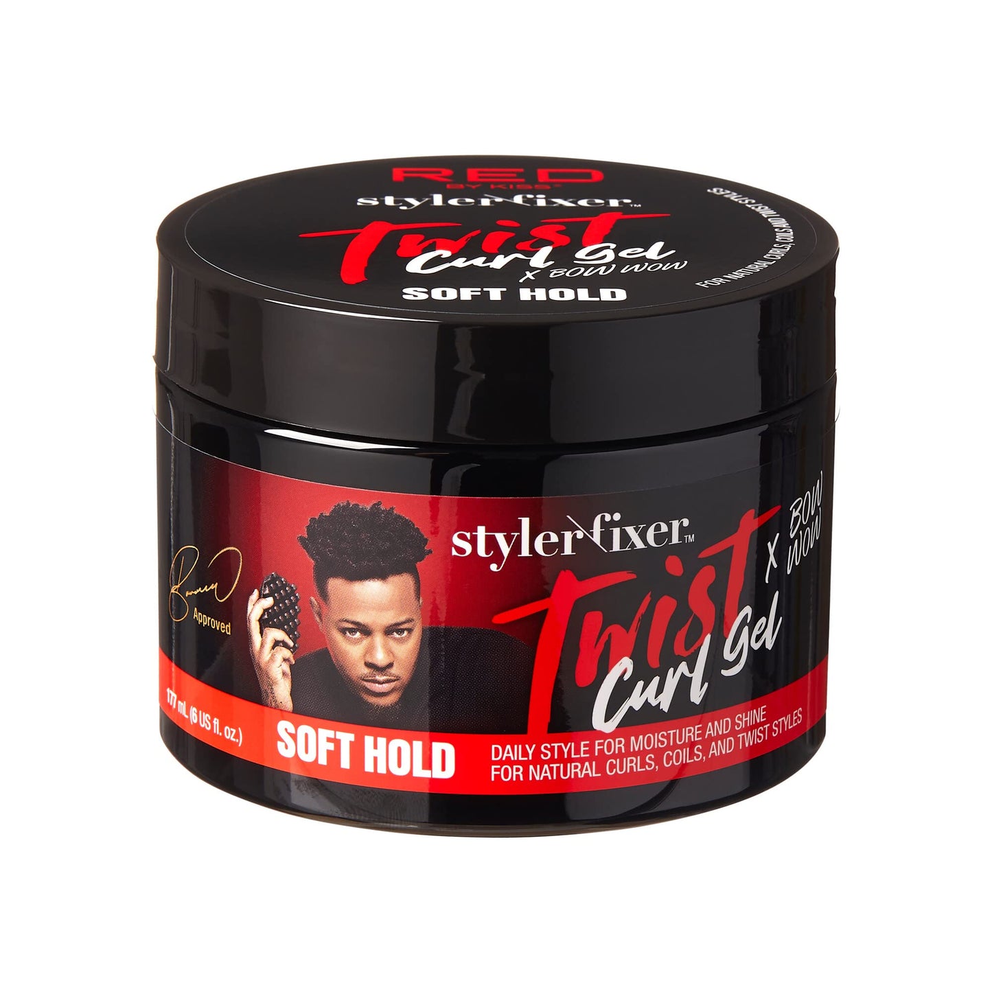 RED by Kiss X Bow Wow Styler Fixer Twist Curl Gel, Soft Hold for Afro Hair, Moisturizing with Coconut Scent, Ideal for 360 Waves & Twists, Nourished Beauty & Personal Care Red by Kiss