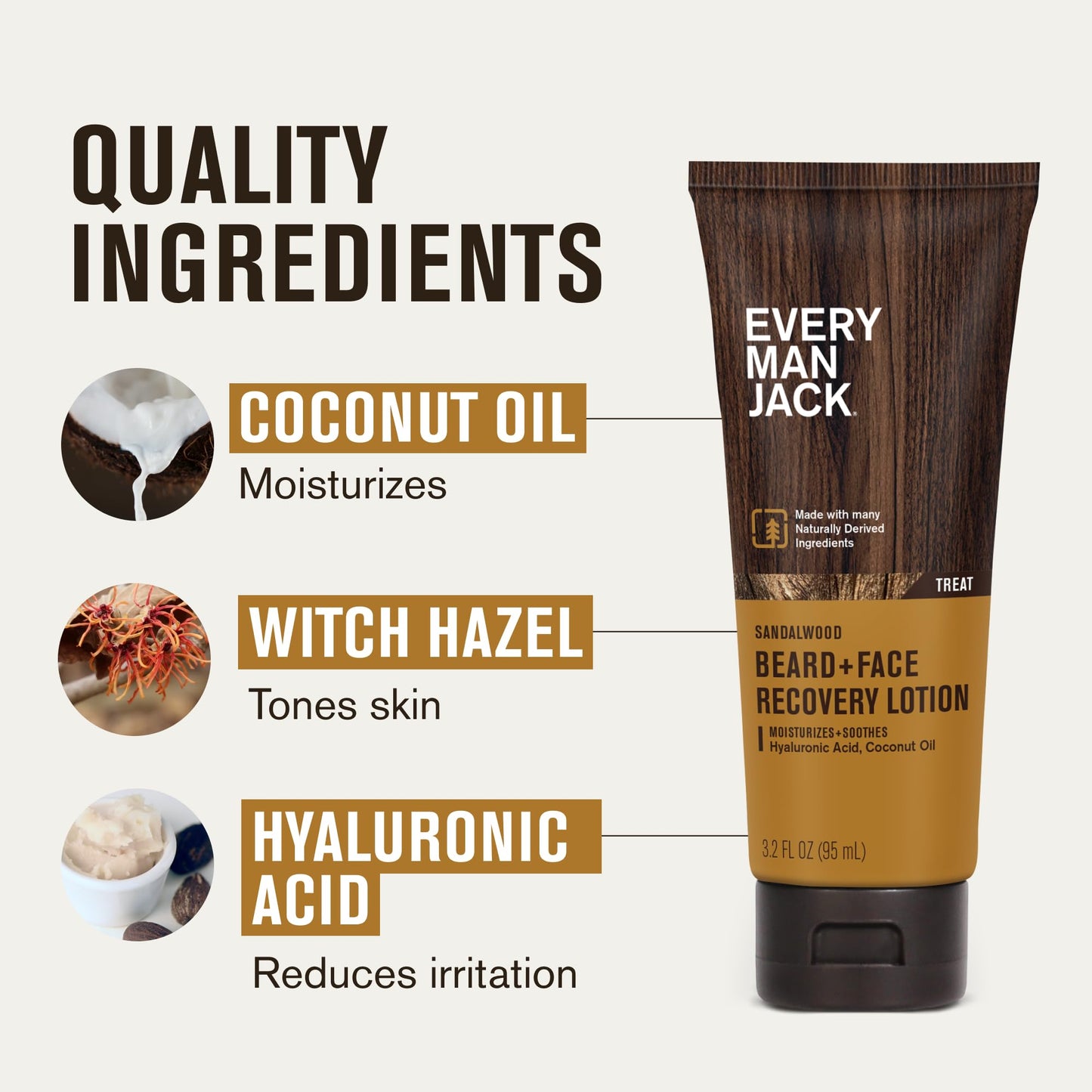 Every Man Jack Beard + Face Recovery Lotion-Moisturizes Relieves Dry Skin and Beard Itch - Light Sandalwood Scent-Made w/Naturally Derived Ingredients Beauty and Personal Care Every Man Jack