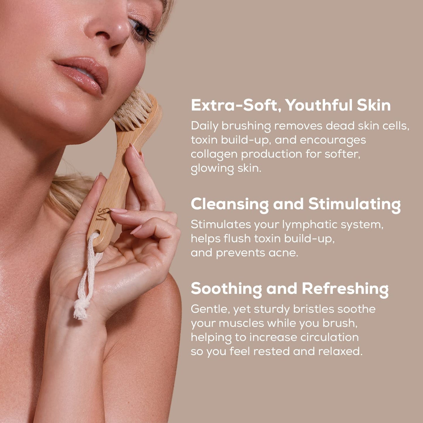 CSM Lymphatic Contour Face Brush - Natural Bristle Dry Brush for Face, Neck & Chest - Mini Facial Lymphatic Drainage Brush for Gentle Exfoliation Beauty & Personal Care C.S.M