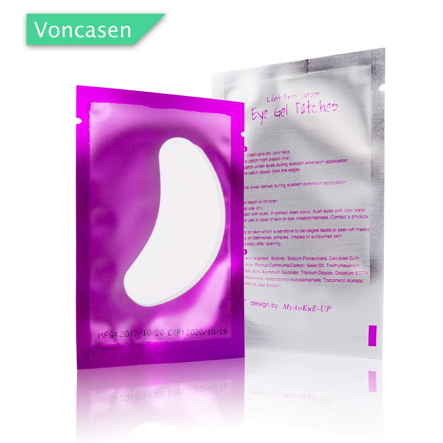 Voncasen 100 Pairs Set Under Eye Pads, Comfy and Cool Under Eye Patches Gel Pad for Eyelash Extensions Eye Mask Beauty Tool (Purple) Beauty & Personal Care Voncasen
