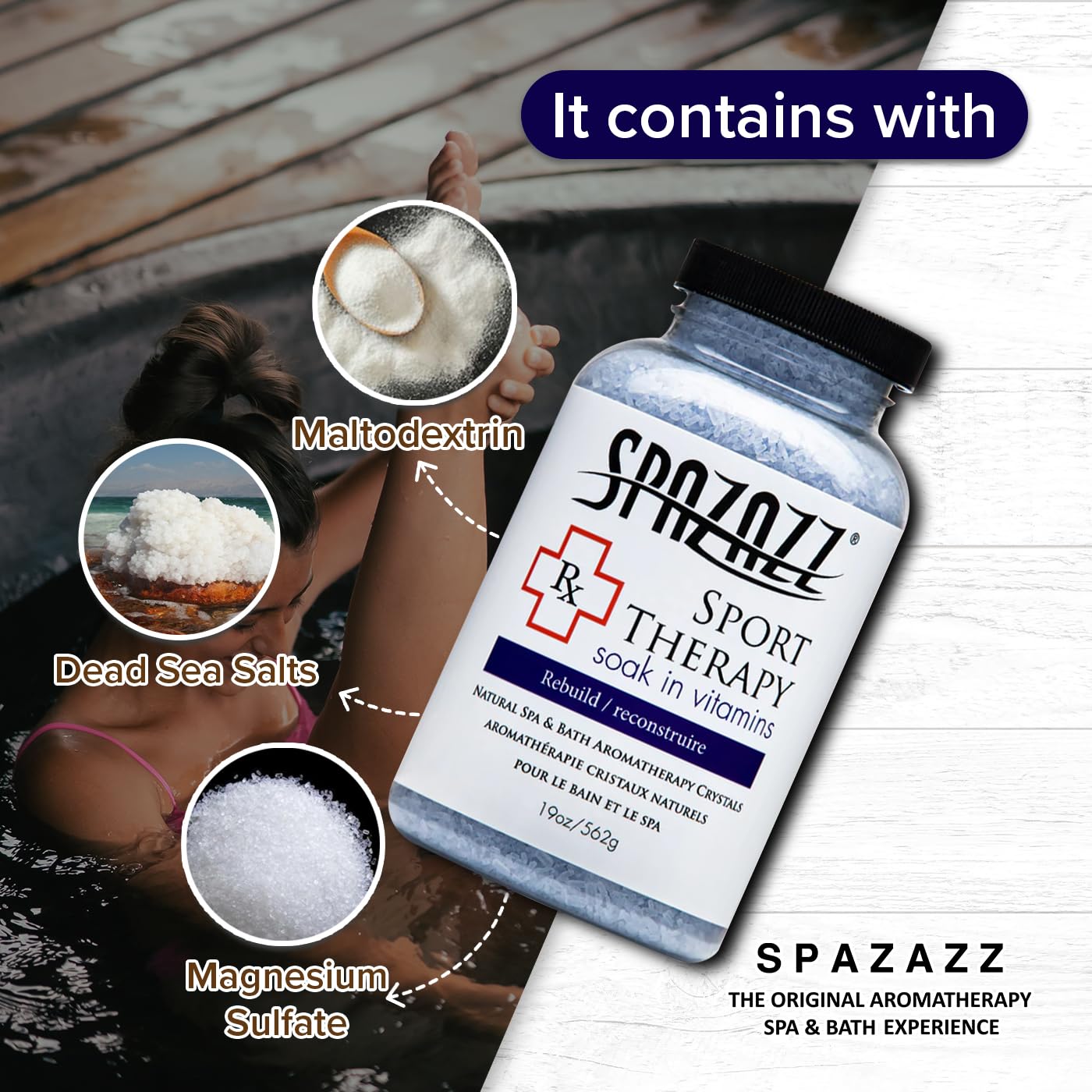 Spazazz SPZ-607 RX Sport Therapy Rebuild Crystals Container, 19 oz Beauty and Personal Care Spazazz