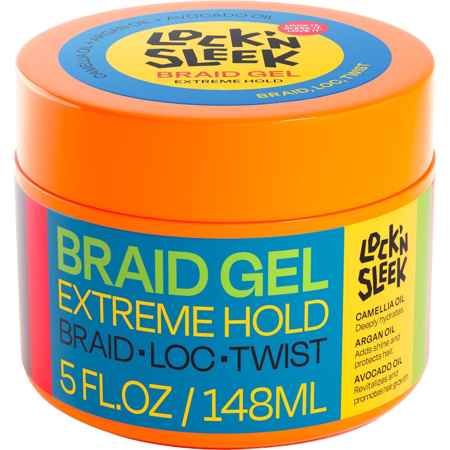 LOCK'N SLEEK Braid Gel (5 oz), Extreme Hold, Flake-Free, High Shine Edge Control - Argan, Camellia, Avocado Oil - For Locks, Braids, Twists, Cornrows Beauty & Personal Care LOCK'N SLEEK