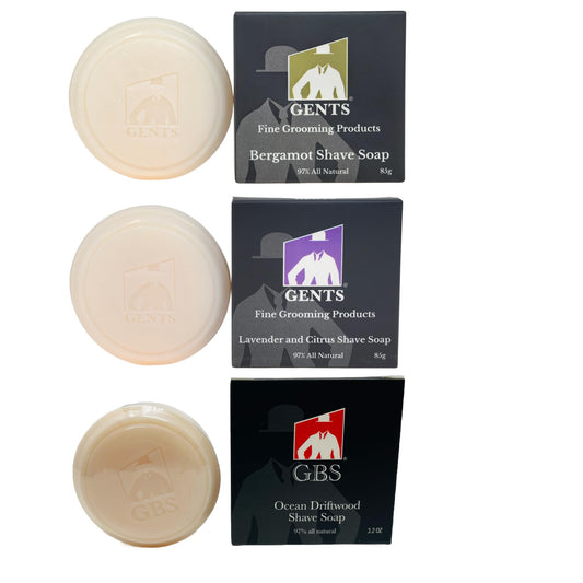 GENTS 97% All Natural Shave Soap Set for Men, Bergamot, Lavender and Citrus and Ocean Driftwood Pack of 3 (3 PACK, BERGAMOT, LAVENDER CITRUS, OCEAN Beauty and Personal Care G.B.S