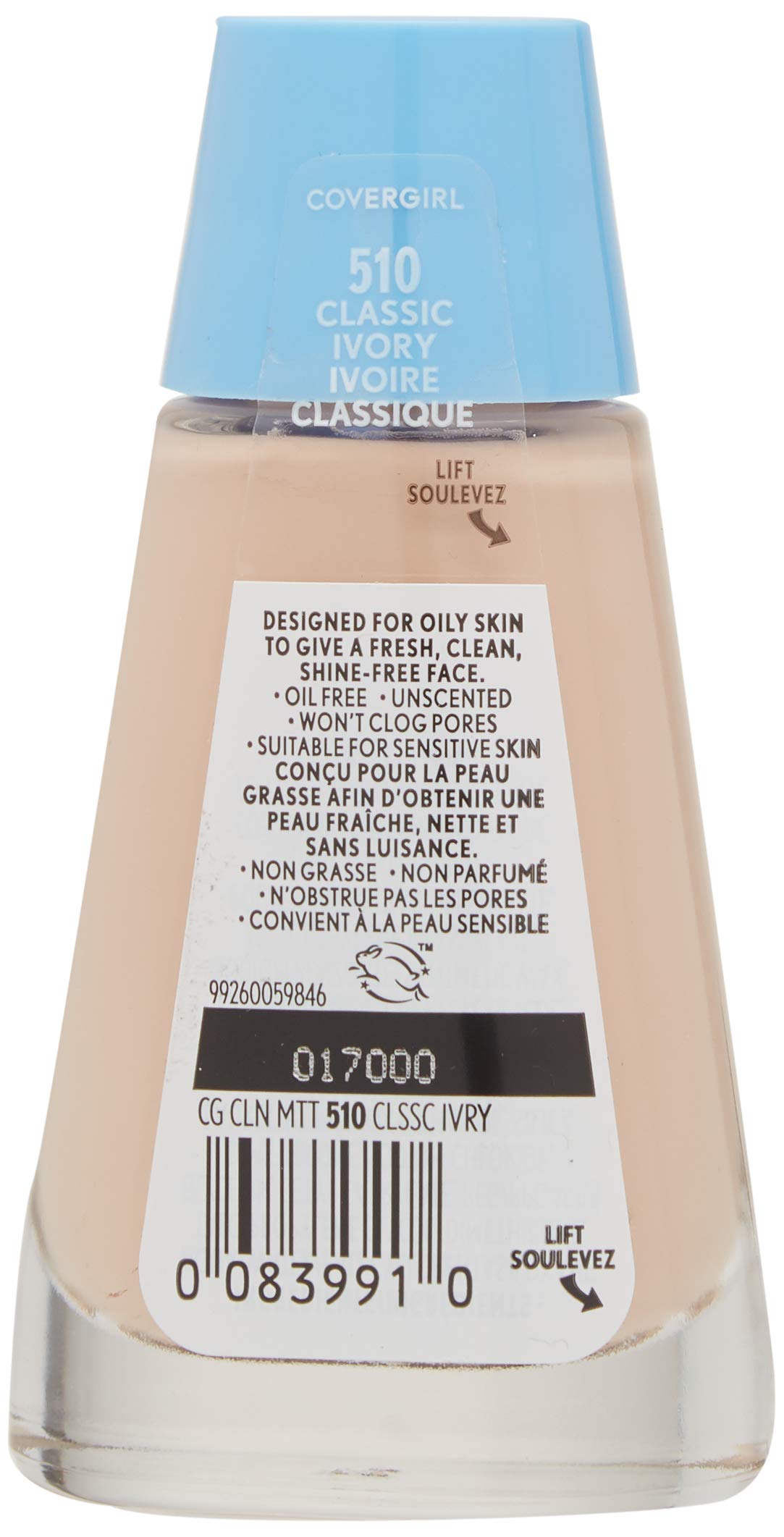 CoverGirl Clean Oil Control Liquid Makeup, Classic Ivory (W) 510, 1.0-Ounce Bottles (Pack of 2) Beauty & Personal Care COVERGIRL