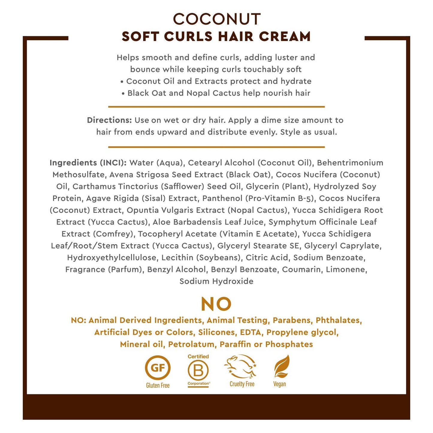 Desert Essence Coconut Soft Curls Hair Cream - Botanically-Based Curl Cream for Curly Hair - Silicone-Free - Hydrating with Coconut Oil, Black Oat Beauty & Personal Care Desert Essence