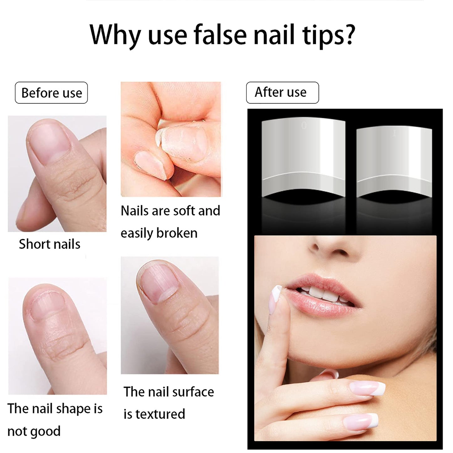 Square Nail Tips Half Cover 500Pcs Clear Acrylic Nails French Short False Nails with Box (Natural) Beauty & Personal Care Ohlove