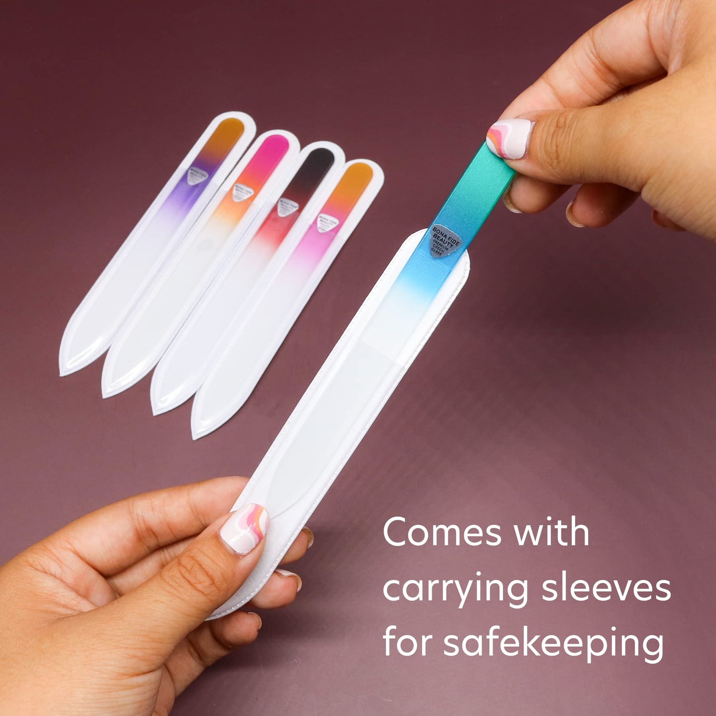 Bona Fide Beauty Czech Glass File Set - 5 Piece Crystal Nail Files (Multicolor). Reusable Bulk Nail Files from The EU. Beauty & Personal Care BONA FIDE BEAUTY