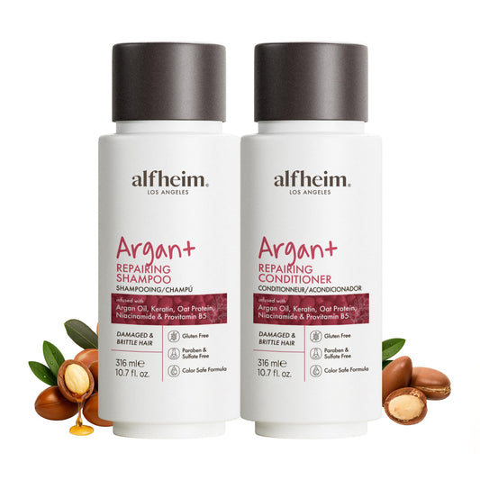ALFHEIM Argan+ Repairing Shampoo & Conditioner Set for Dry, Damaged & Frizzy Hair with Argan Oil, Keratin, Oat Protein - Deep Repair, Shine & Frizz Beauty & Personal Care ALFHEIM