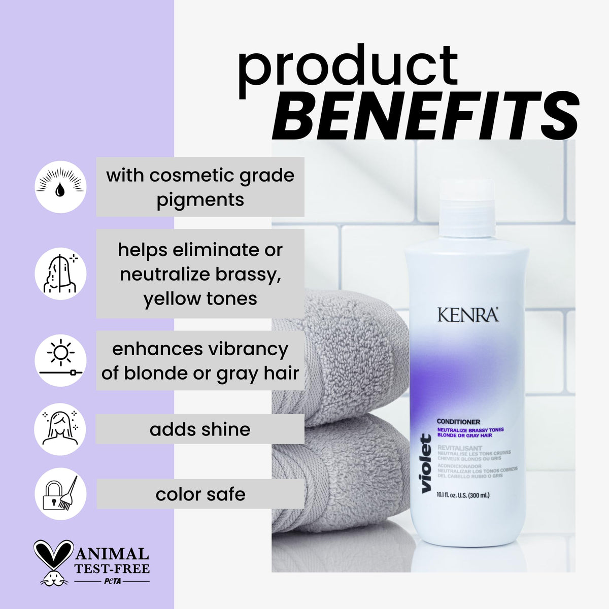 Kenra Professional Violet Conditioner | Eliminates Brassy Tones | Purple Pigment + Deposit | Neutralizes Yellow | Moisturizes Processed Hair |