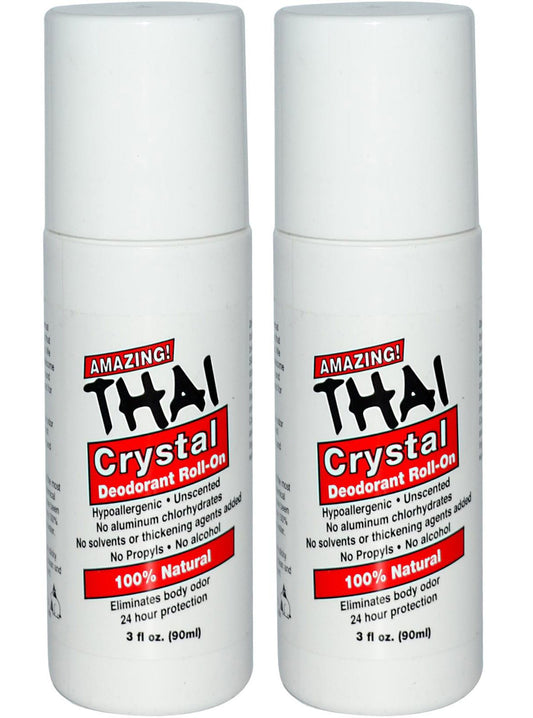 Thai Crystal Deodorant Stone All Natural Roll-On Deodorant For Body, Face and Feet -- Unscented, Aluminum Free & Organic With No Aluminum, Solvents Beauty and Personal Care Thai Deodorant Stone