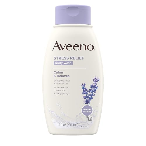 Aveeno Stress Relief Body Wash with Soothing Oat, Lavender, Chamomile & Ylang-Ylang Essential Oils, Dye- & Soap-Free Calming Body Wash for Shower Beauty & Personal Care Aveeno