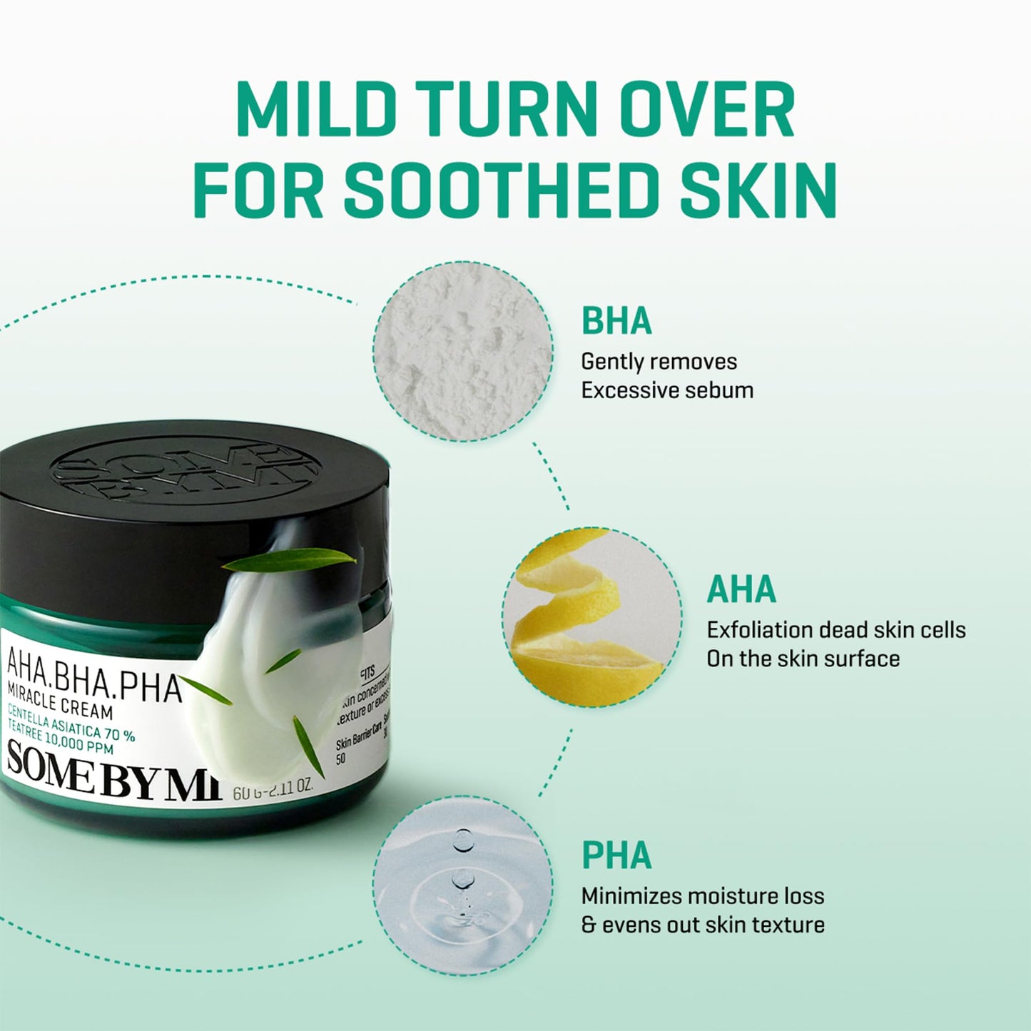 SOME BY MI AHA BHA PHA 30 Days Miracle Cream - 2.02oz, 60ml - Mild Exfoliating Salicylic Acid & Centella Face Moisturizer for All Skin Types - Daily Beauty & Personal Care SOME BY MI