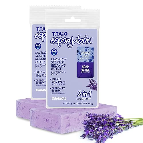 T.Taio Esponjabon Soap Sponge - Cleansing Shower Scrubber - Cleaning Bath Wash Scrub - Oil Removal - Massage & Lather Foot, Elbow, & Face - Bathroom Beauty & Personal Care T.TAIO