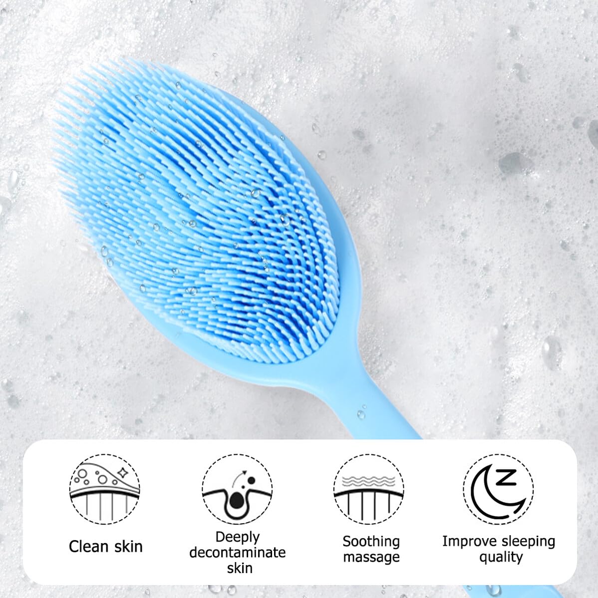 ABOOFAN Silicone Shower Brush with Long Handle for Body Cleaning and Exfoliating Ergonomic Bath Scrubber for Back Neck Shoulders Soft Non-Allergic Beauty and Personal Care ABOOFAN