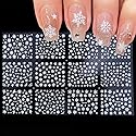 12 Sheets Snowflakes Nail Art Stickers Christmas Nail Decals 3D Self-Adhesive Snowflakes Nail Designs Nails Supplies for Women Girls Nails Tattoos Beauty & Personal Care SHANPIN