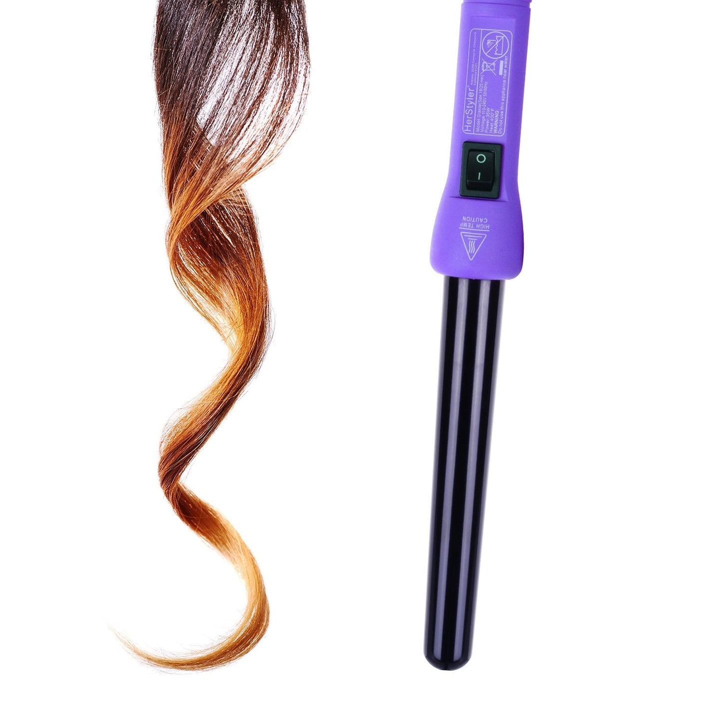 Herstyler Grande Ceramic Tapered Curling Wand - 1 inch Dual Voltage with Negative Ions for Long and Short Hair (Purple) Beauty & Personal Care HerStyler